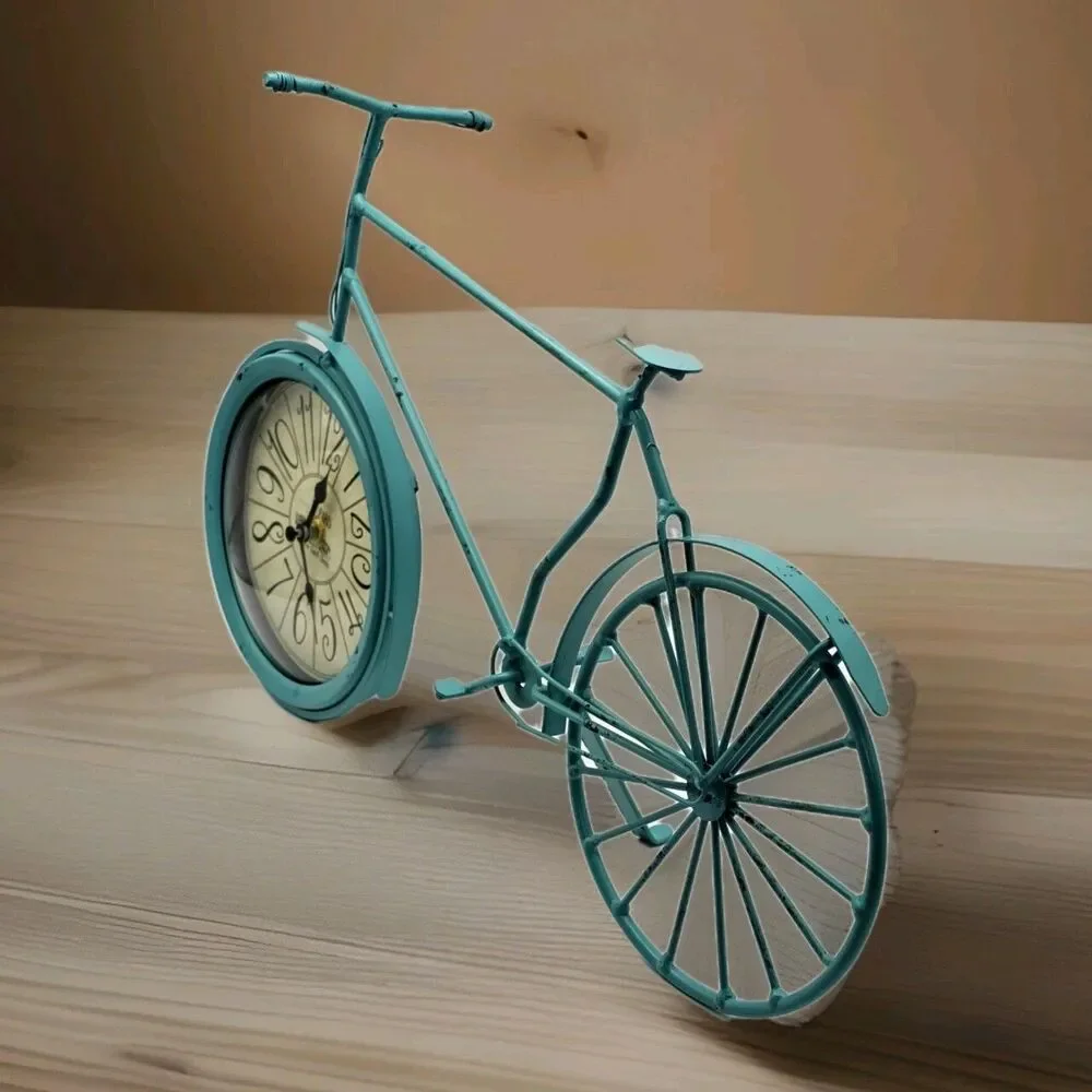 37 Rue Saint-Denis Clock. Bicycle Cobalt Blue. Cleaned, Tested, Working.